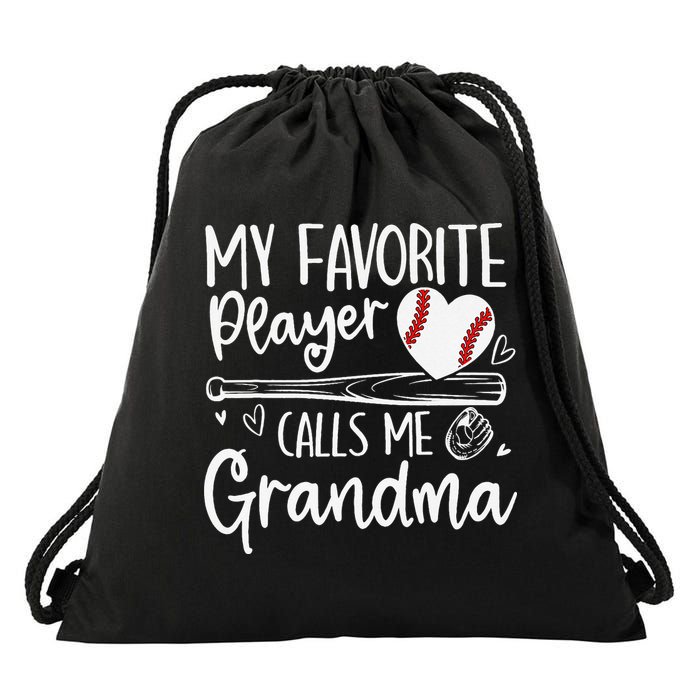 My Favorite Player Calls Me Grandma Baseball Heart Mothers Drawstring Bag