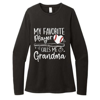 My Favorite Player Calls Me Grandma Baseball Heart Mothers Womens CVC Long Sleeve Shirt