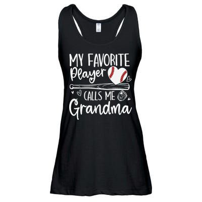 My Favorite Player Calls Me Grandma Baseball Heart Mothers Ladies Essential Flowy Tank
