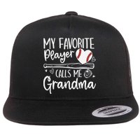 My Favorite Player Calls Me Grandma Baseball Heart Mothers Flat Bill Trucker Hat
