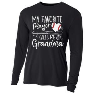 My Favorite Player Calls Me Grandma Baseball Heart Mothers Cooling Performance Long Sleeve Crew