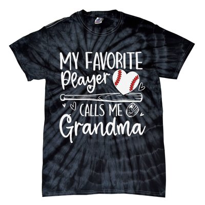 My Favorite Player Calls Me Grandma Baseball Heart Mothers Tie-Dye T-Shirt