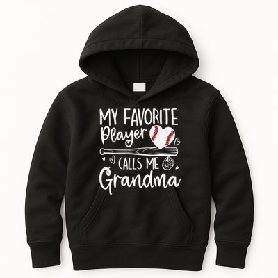 My Favorite Player Calls Me Grandma Baseball Heart Mothers Kids Hoodie