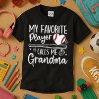 My Favorite Player Calls Me Grandma Baseball Heart Mothers Kids T-Shirt