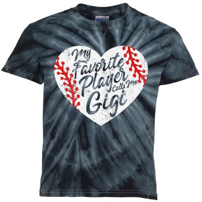 My Favorite Player Calls Me Gigi Baseball Heart Cute Grandma Kids Tie-Dye T-Shirt