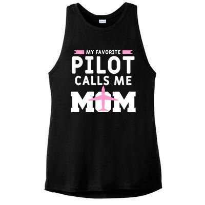 My Favorite Pilot Calls Me Mom Funny Flying Airplane Pilots Gift Ladies PosiCharge Tri-Blend Wicking Tank