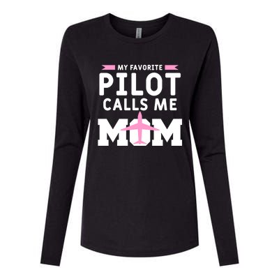 My Favorite Pilot Calls Me Mom Funny Flying Airplane Pilots Gift Womens Cotton Relaxed Long Sleeve T-Shirt