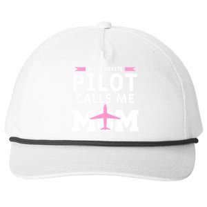 My Favorite Pilot Calls Me Mom Funny Flying Airplane Pilots Gift Snapback Five-Panel Rope Hat