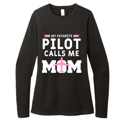 My Favorite Pilot Calls Me Mom Funny Flying Airplane Pilots Gift Womens CVC Long Sleeve Shirt