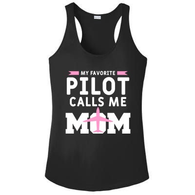 My Favorite Pilot Calls Me Mom Funny Flying Airplane Pilots Gift Ladies PosiCharge Competitor Racerback Tank