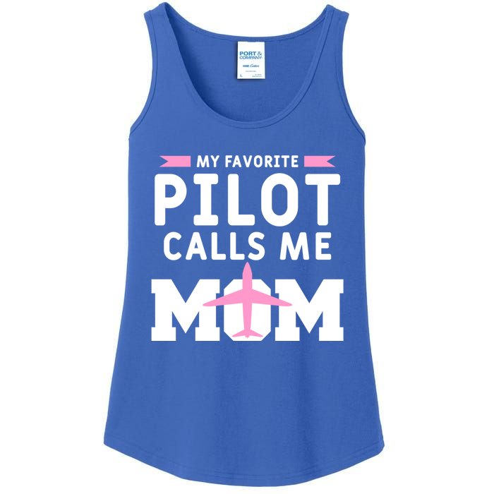 My Favorite Pilot Calls Me Mom Funny Flying Airplane Pilots Gift Ladies Essential Tank