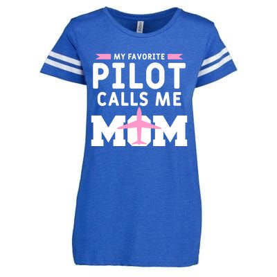 My Favorite Pilot Calls Me Mom Funny Flying Airplane Pilots Gift Enza Ladies Jersey Football T-Shirt