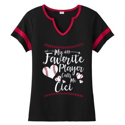 My Favorite Player Calls Me Cici Baseball Heart Ladies Halftime Notch Neck Tee