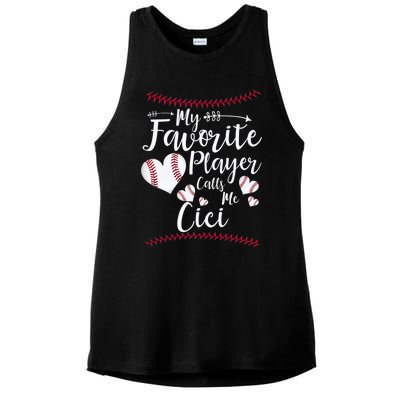 My Favorite Player Calls Me Cici Baseball Heart Ladies PosiCharge Tri-Blend Wicking Tank