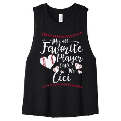 My Favorite Player Calls Me Cici Baseball Heart Women's Racerback Cropped Tank