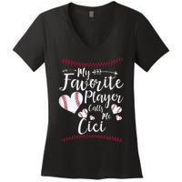 My Favorite Player Calls Me Cici Baseball Heart Women's V-Neck T-Shirt