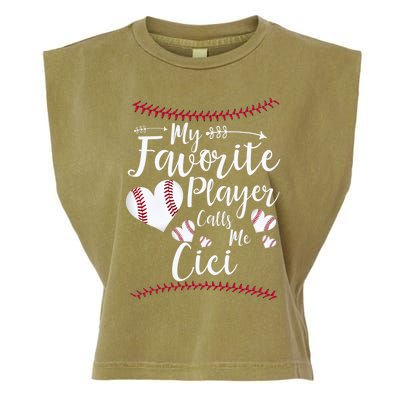 My Favorite Player Calls Me Cici Baseball Heart Garment-Dyed Women's Muscle Tee