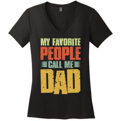 My Favorite People Call Me Dad Vintage Women's V-Neck T-Shirt