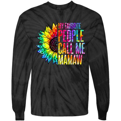 My Favorite People Call Me Mamaw Sunflower Tie-Dye Long Sleeve Shirt