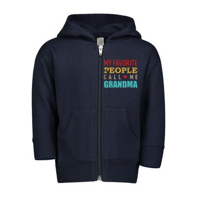 My favorite people call me grandma vintage retro Toddler Zip Fleece Hoodie