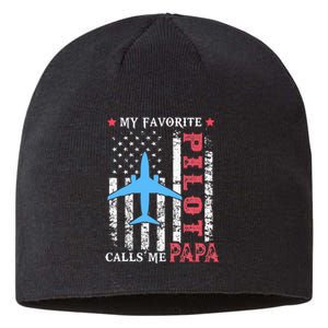 My Favorite Pilot Calls Me Papa USA Flag Father's day Sustainable Beanie