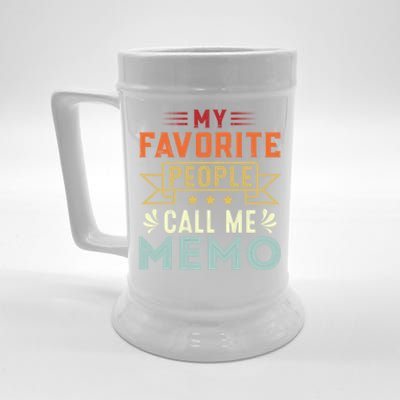 My Favorite People Call Me Memo Retro Funny Mother's Day Cute Gift Beer Stein