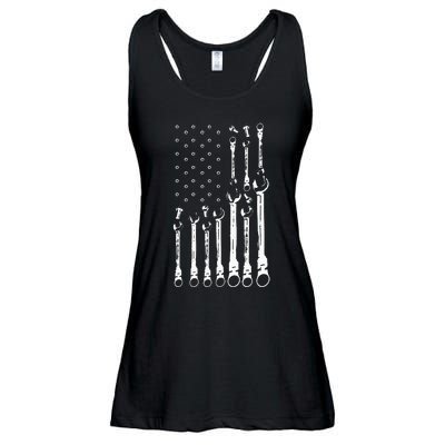 Mechanic Flag Patriotic Mechanic USA Flag Gift Ladies Essential Flowy Tank