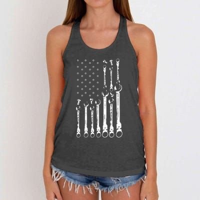 Mechanic Flag Patriotic Mechanic USA Flag Gift Women's Knotted Racerback Tank