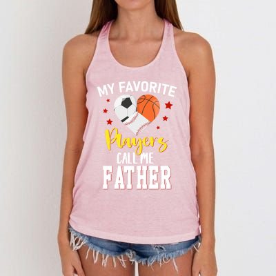 My Favorite Players Baseball Basketball Soccer Father Gift Women's Knotted Racerback Tank