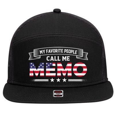 My Favorite People Call Me Memo Usa Flag Grandma Mothers Day Gift 7 Panel Mesh Trucker Snapback Hat