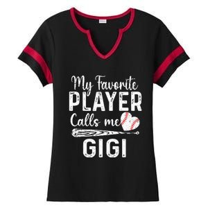 My Favorite Player Calls Me Gigi Baseball Heart mom Ladies Halftime Notch Neck Tee