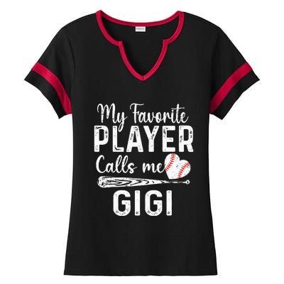 My Favorite Player Calls Me Gigi Baseball Heart mom Ladies Halftime Notch Neck Tee