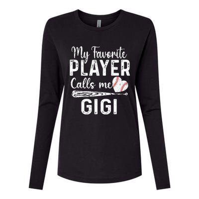 My Favorite Player Calls Me Gigi Baseball Heart mom Womens Cotton Relaxed Long Sleeve T-Shirt