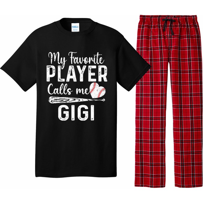 My Favorite Player Calls Me Gigi Baseball Heart mom Pajama Set