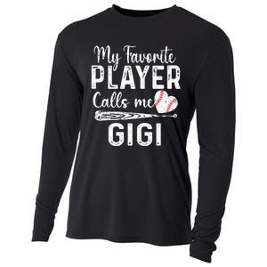 My Favorite Player Calls Me Gigi Baseball Heart mom Cooling Performance Long Sleeve Crew