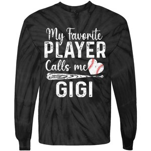 My Favorite Player Calls Me Gigi Baseball Heart mom Tie-Dye Long Sleeve Shirt