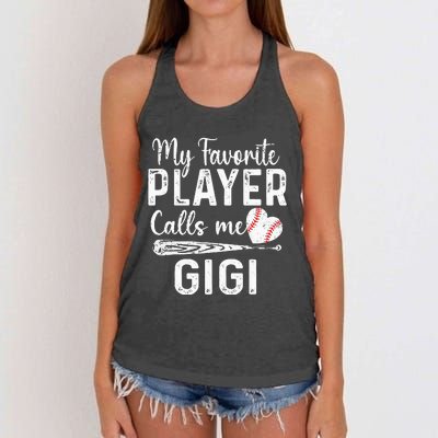 My Favorite Player Calls Me Gigi Baseball Heart mom Women's Knotted Racerback Tank