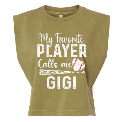 My Favorite Player Calls Me Gigi Baseball Heart mom Garment-Dyed Women's Muscle Tee