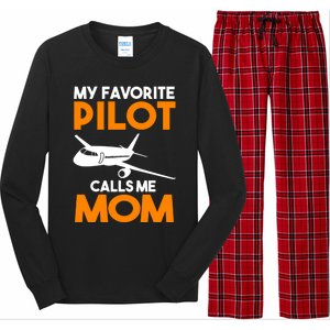 My Favorite Pilot Calls Me Mom Plane Gift Long Sleeve Pajama Set