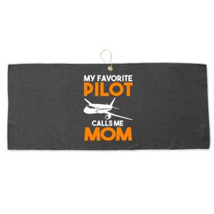 My Favorite Pilot Calls Me Mom Plane Gift Large Microfiber Waffle Golf Towel