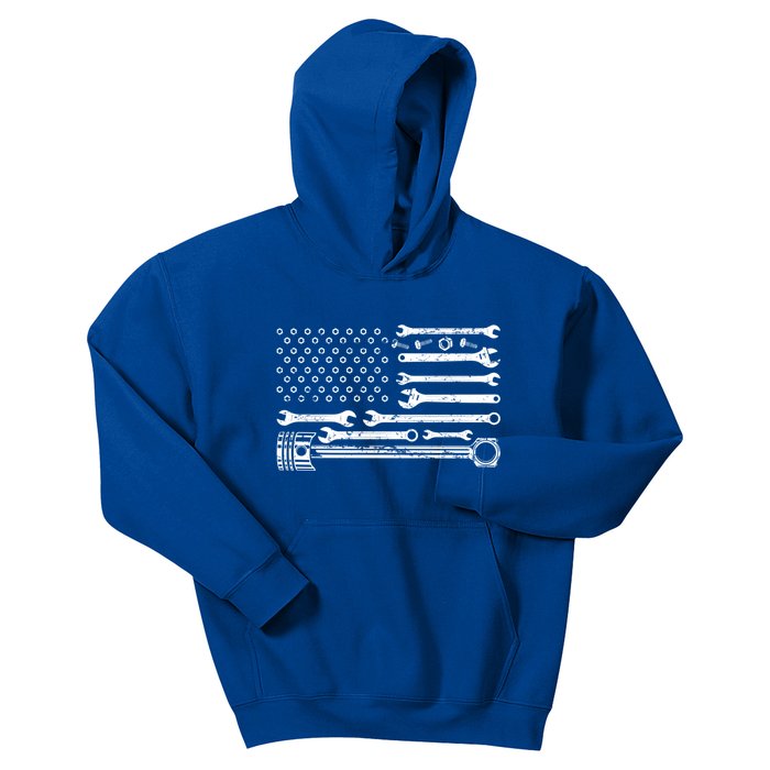 Mechanic Flag Patriotic Car Auto Mechanic Usa Flag Gift Kids Hoodie