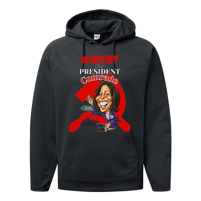 Marxist For President Comrade Kamala Harris Funny President Performance Fleece Hoodie