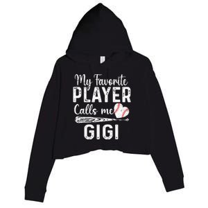 My Favorite Player Calls Me Gigi Baseball Heart saying Crop Fleece Hoodie