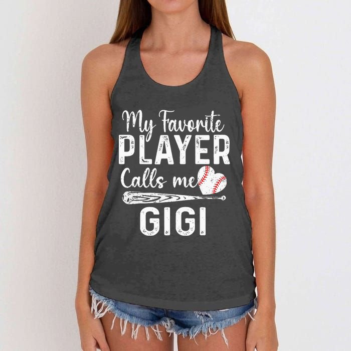 My Favorite Player Calls Me Gigi Baseball Heart saying Women's Knotted Racerback Tank