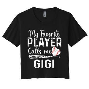 My Favorite Player Calls Me Gigi Baseball Heart saying Women's Crop Top Tee