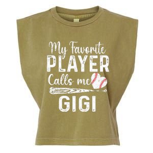 My Favorite Player Calls Me Gigi Baseball Heart saying Garment-Dyed Women's Muscle Tee