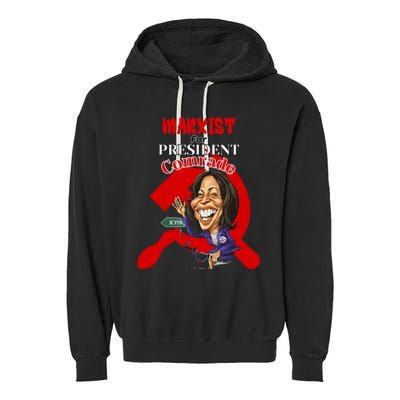 Marxist For President Comrade Kamala Harris Funny President Garment-Dyed Fleece Hoodie