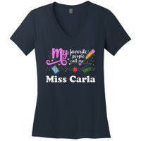 My Favorite People Call Me Custom Name Women's V-Neck T-Shirt