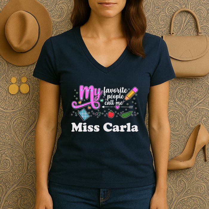 My Favorite People Call Me Custom Name Women's V-Neck T-Shirt