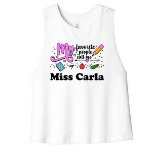 My Favorite People Call Me Custom Name Women's Racerback Cropped Tank